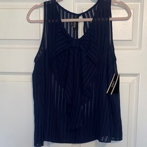 Amy Byer Navy Sleeveless Ruffle Blouse